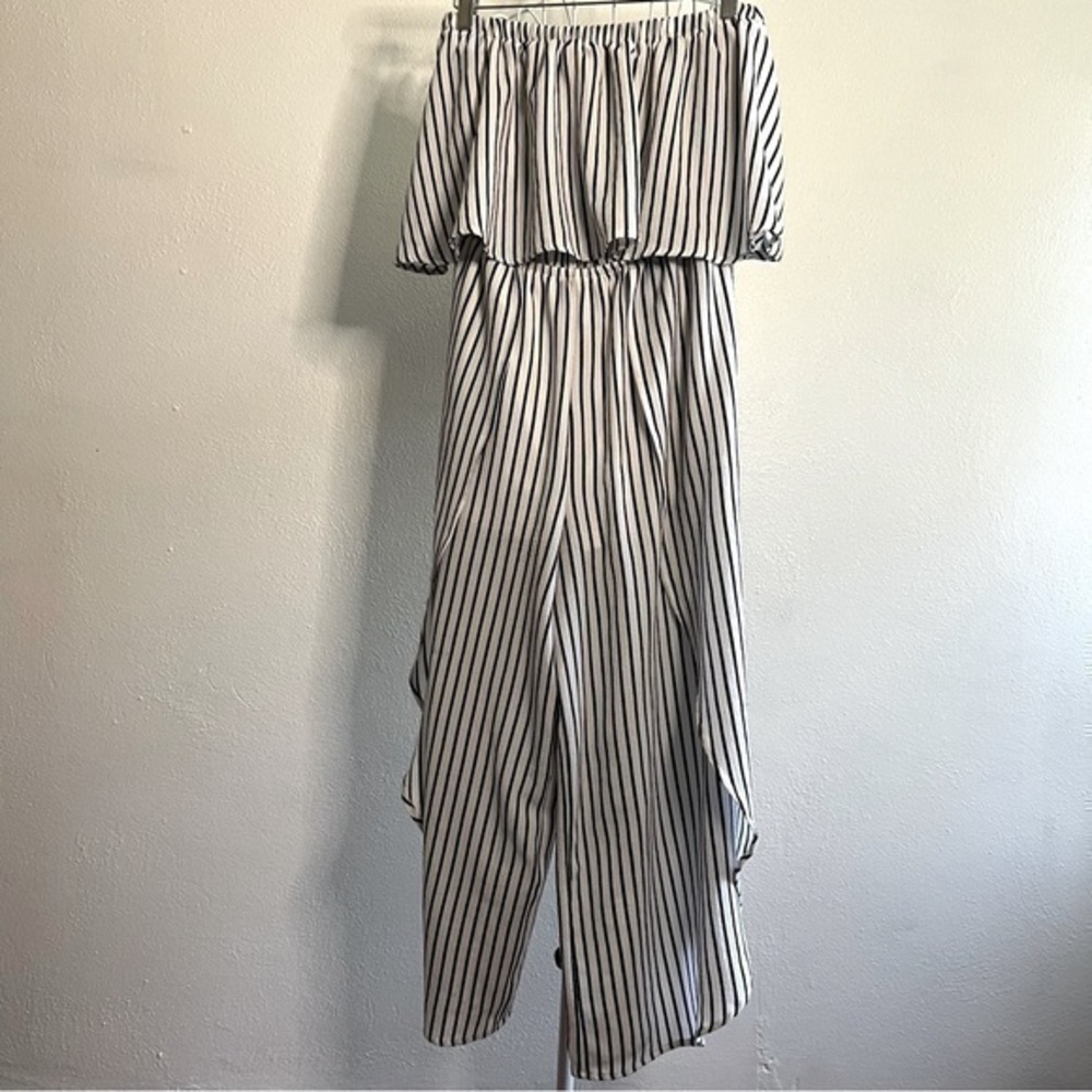 Favlux black & white striped strapless jumpsuit, Size S. Like new.